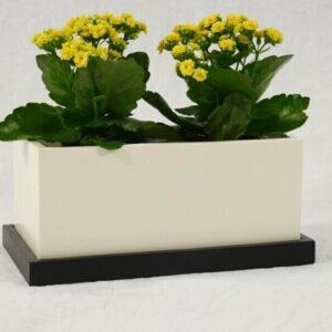 Blumentopf LEA mit Untersetzer - cremeweiß/schwarz